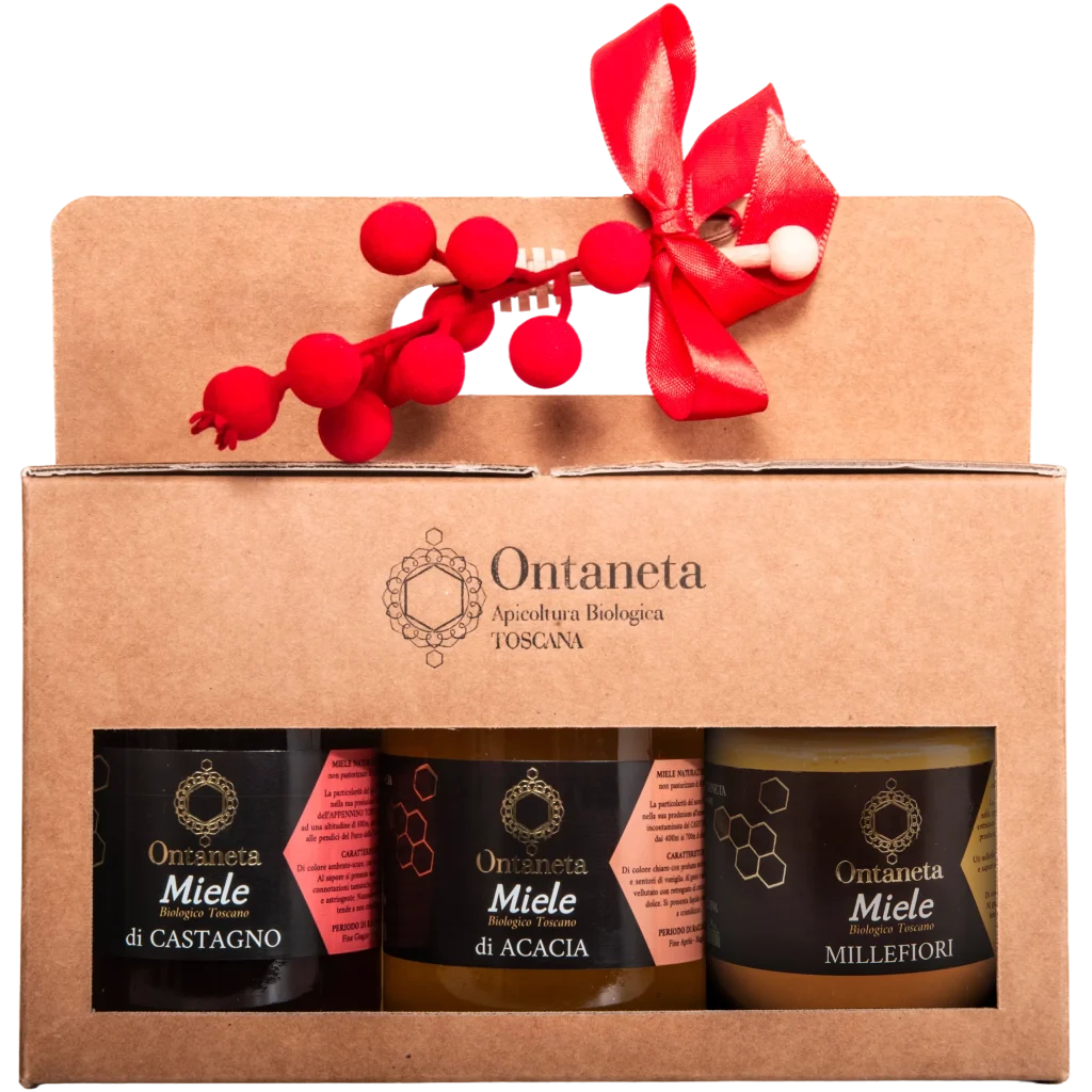 Confezione natalizia di miele da 3